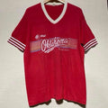 70's-80's Velva Sheen V-Neck Print T-Shirt Red Men's L Vintage