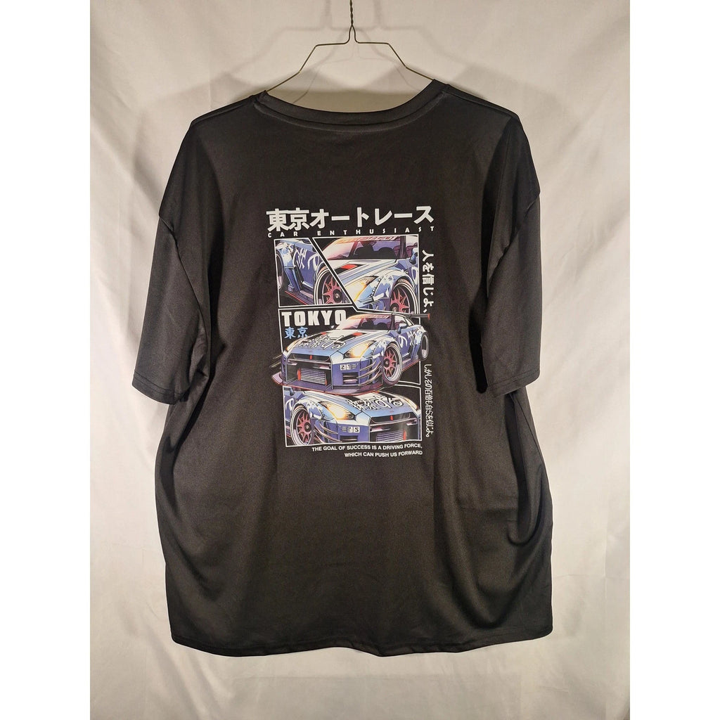 SHEIN Men's Tokyo Car Enthusiast Graphic T-Shirt Black XXL