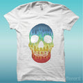 T-Shirt " Skull Coloured Skull " White The Happiness Is Have My T-Shirt New