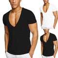 Male T-Shirt V-neck Simple Sports Clothing Comfortable Fashionable Fitness
