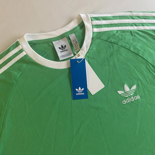 Adidas Originals 3-Stripes Tee Men XL Green Cali Surf Beach Cotton T-Shirt