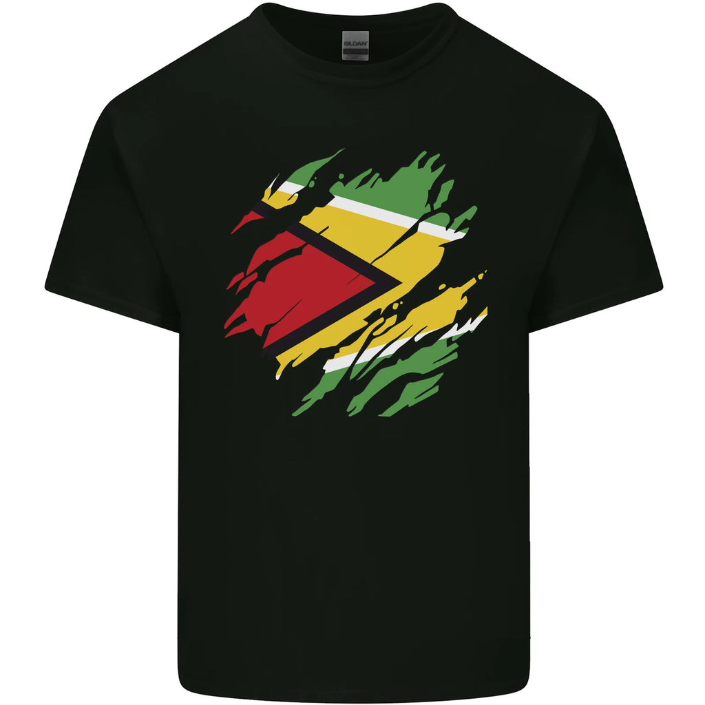 Torn Guyana Flag Guyanese Day Football Mens Light Cotton T-Shirt