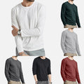 Men Long Sleeve Crew Neck T Shirt Slim Fit Casual Top Polyester Spandex Fabric