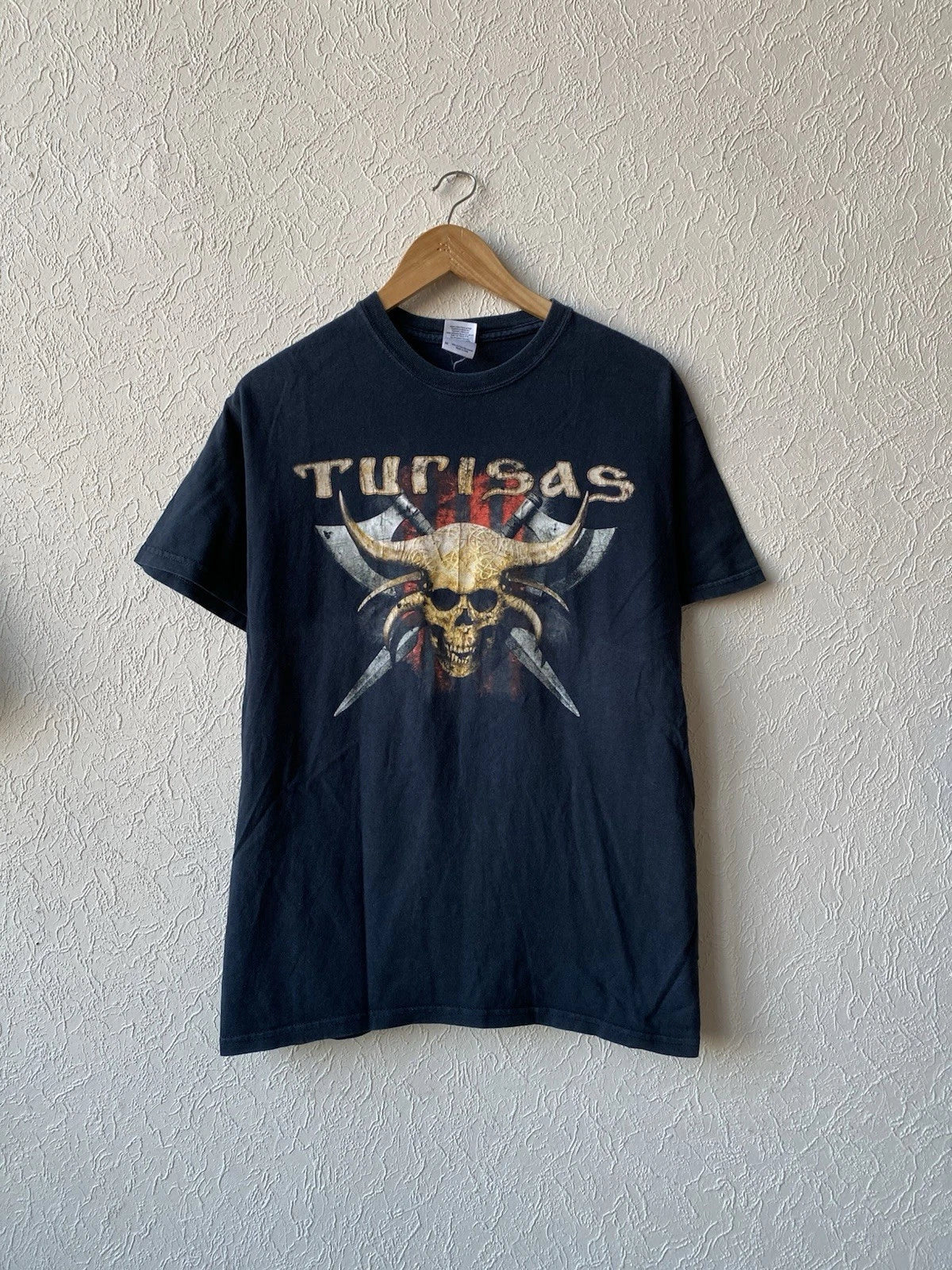Vintage 2000s Turisas Metal Rock Band Skull T Shirt Y2K