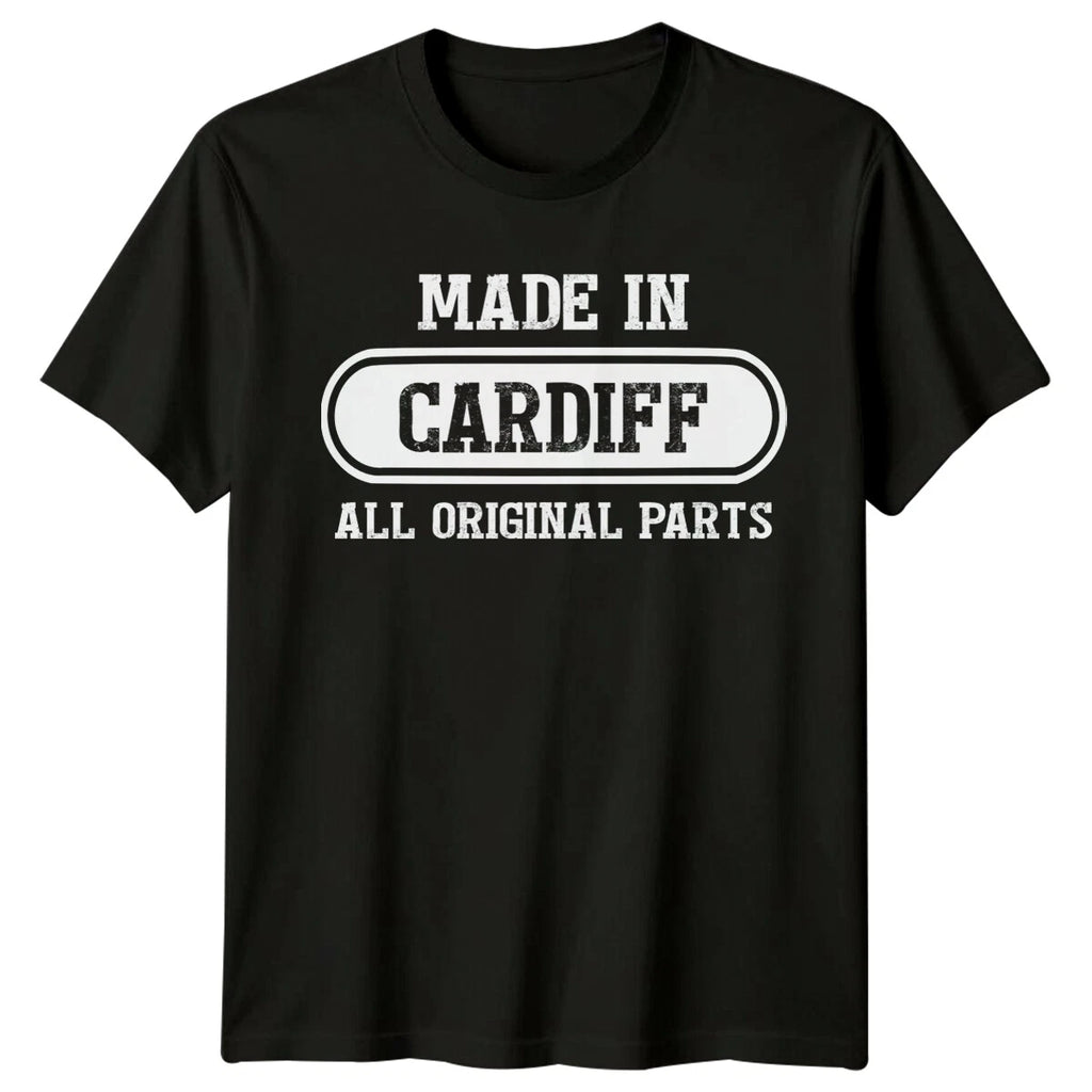 Made In Cardiff All Original Parts Mens T-Shirt Welsh Travel Tee