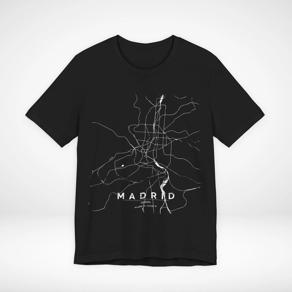 Madrid Spain Map T-Shirt Minimalist Rail Graphic Tee Streetwear