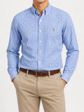 Ralph Lauren Men Blue White Gingham Slim Fit Button-Up Shirt XL Vintage