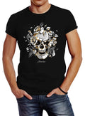 Men's T-Shirt Skull Roses Skull Slim Fit Neverless®