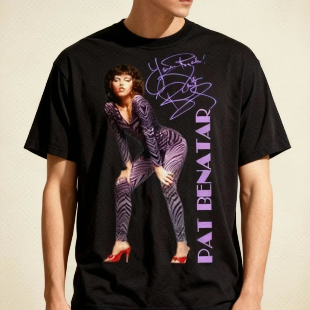 NWT! Pat Benatar Signature Collection Cotton Unisex Black T-shirt S-5XL