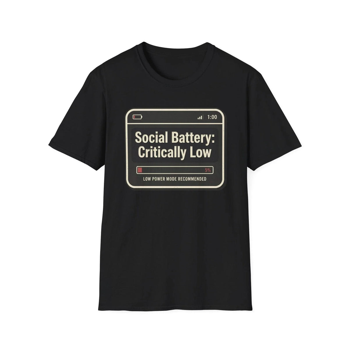 Social Battery Critically Low Funny Introvert Meme T-Shirt Gift Tee Shirt