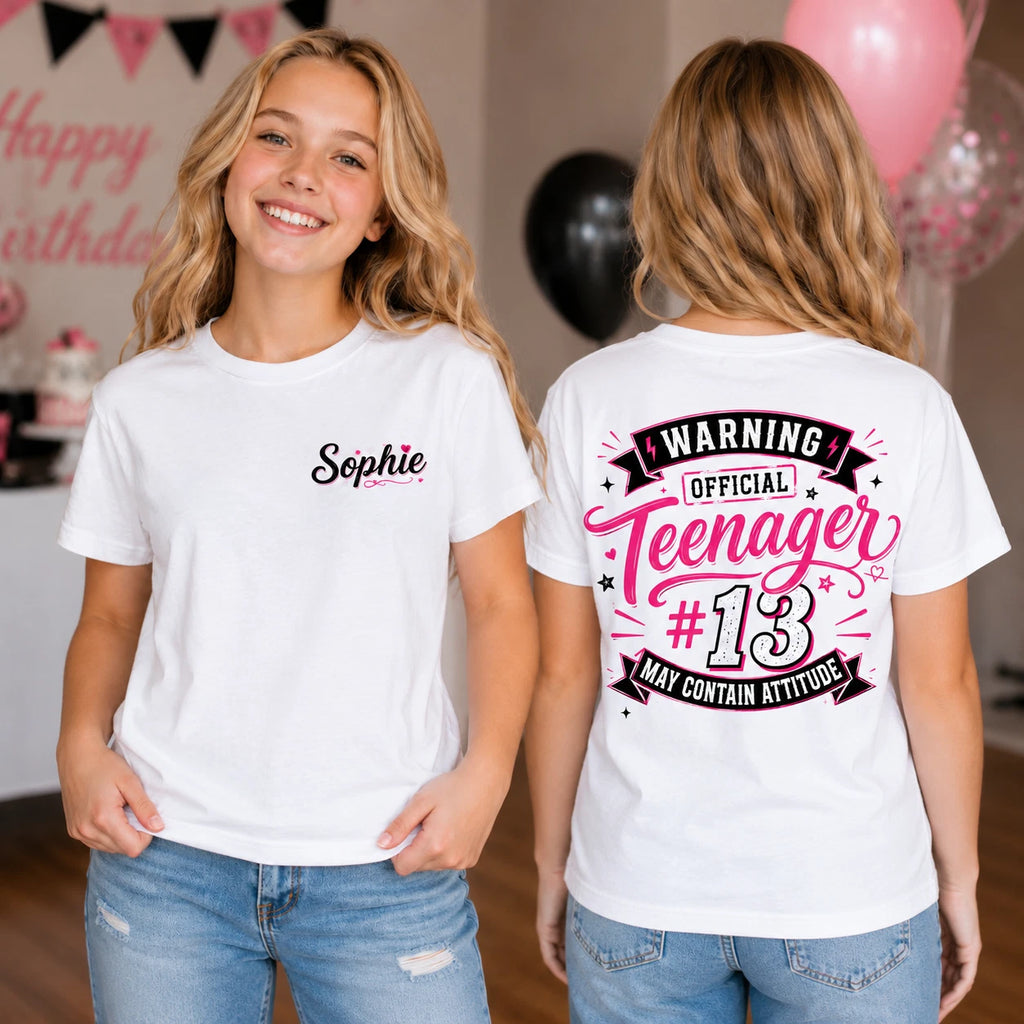 Personalised Official Teenager Girls Birthday T Shirt