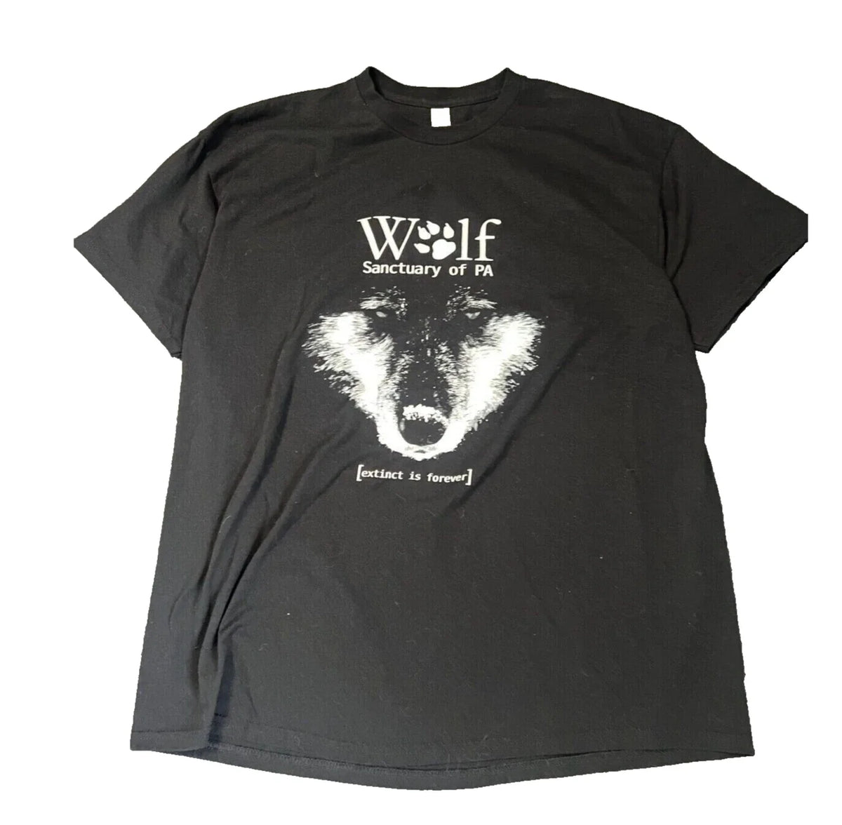 Wolf Sanctuary Shirt Mens Extra Large Black Short Sleeve Graphic Print Y2K EUC