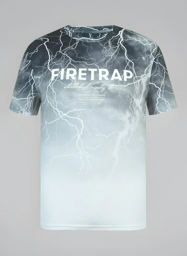 NEW FIRETRAP MENS GREY BLACK WHITE   T-SHIRT TEE TOP SIZE LARGE