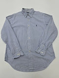 Ralph Lauren Boys Blue Striped Button-Up Shirt Size 16 Slim Classic Fit EUC