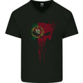 Portugal Skull Gym Training Bodybuilding Mens V-Neck Cotton T-Shirt
