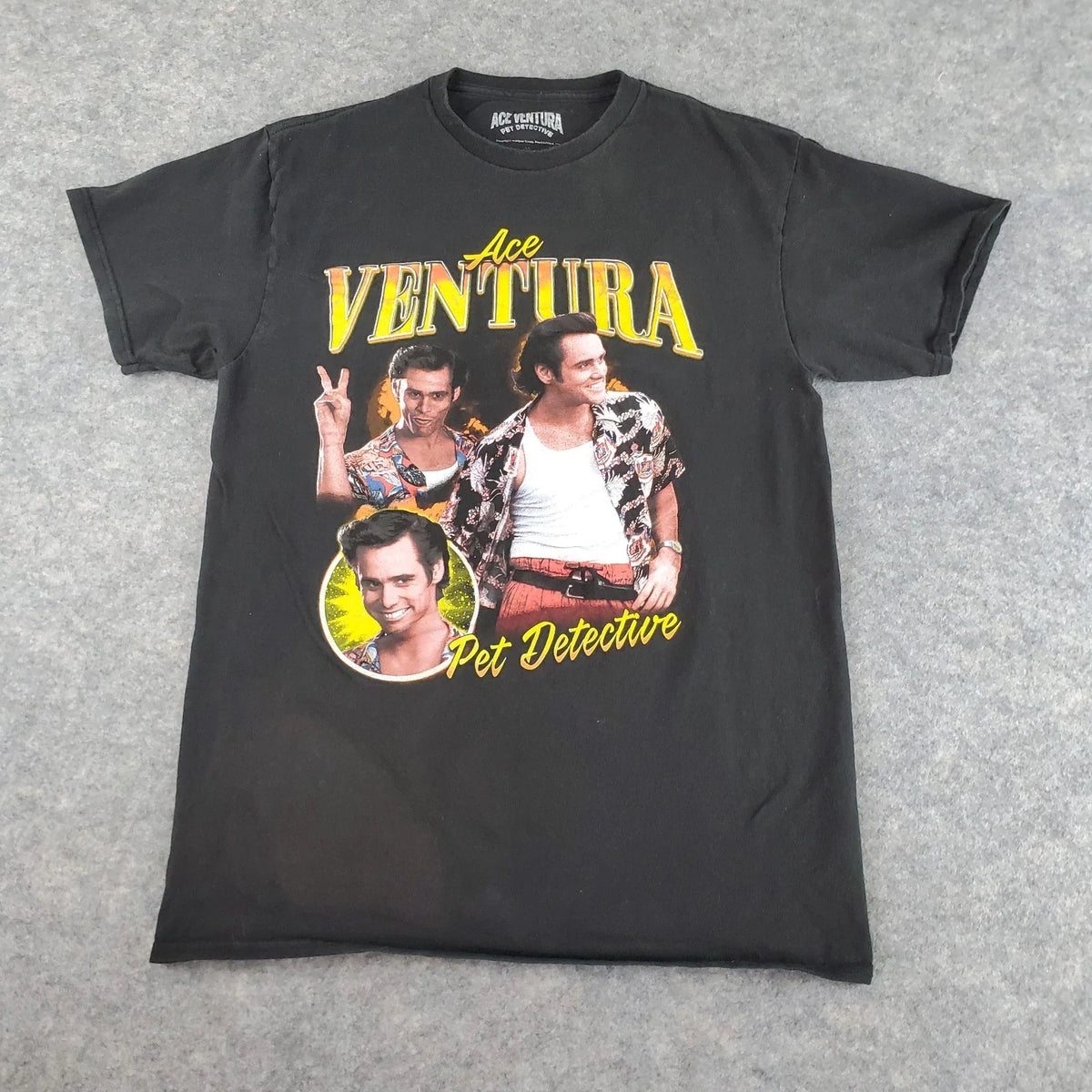 Ace Ventura Shirt Men Medium Black Crew Neck Short Sleeve Graphic Stretch Casual