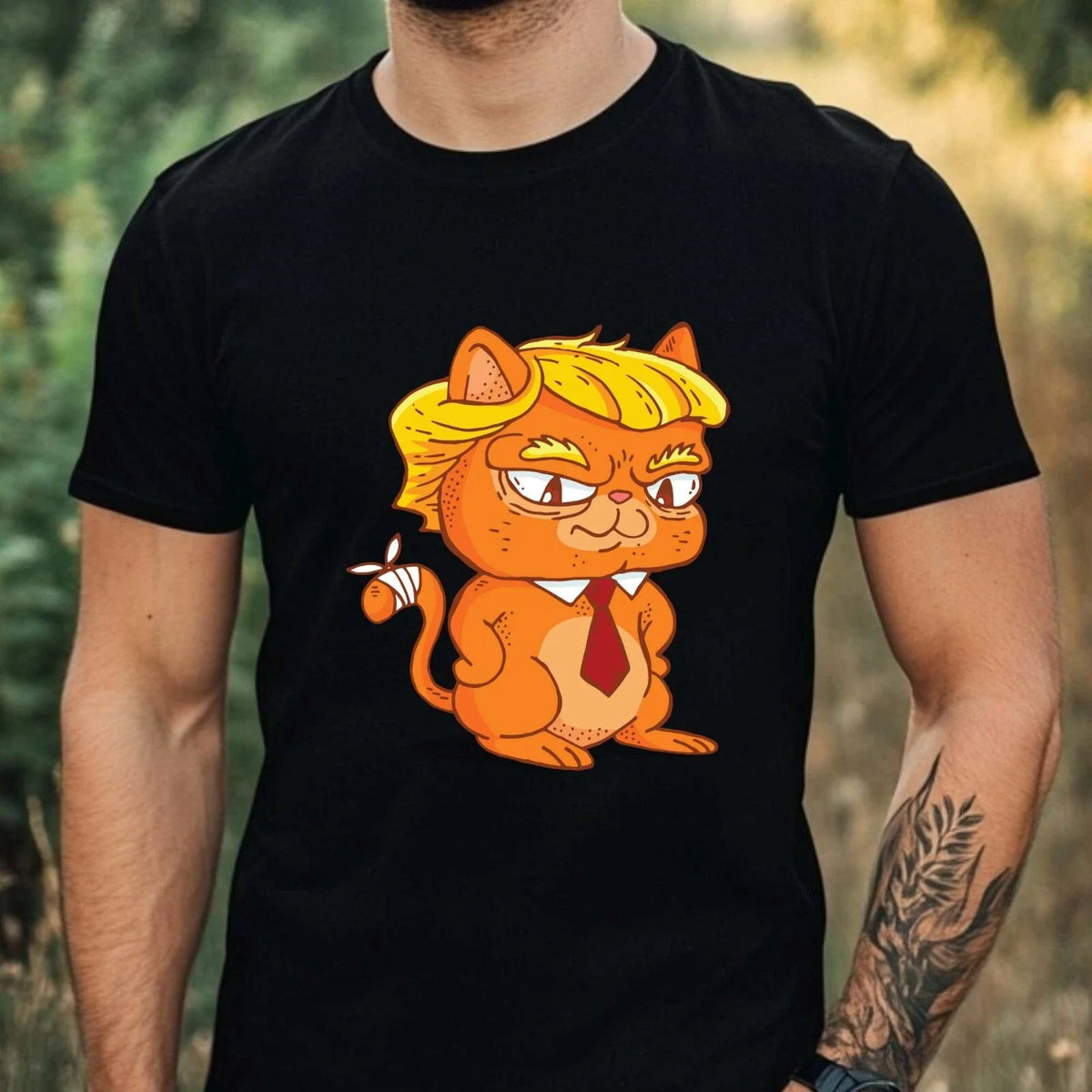 Mens Funny Cat Print Cotton T-Shirt Size XS to 5XL