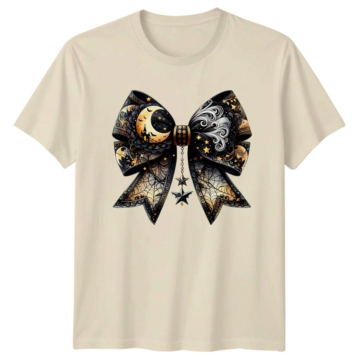 Ornate Bow Gothic Fantasy Halloween Mens Womens Graphic Tee Dark Style