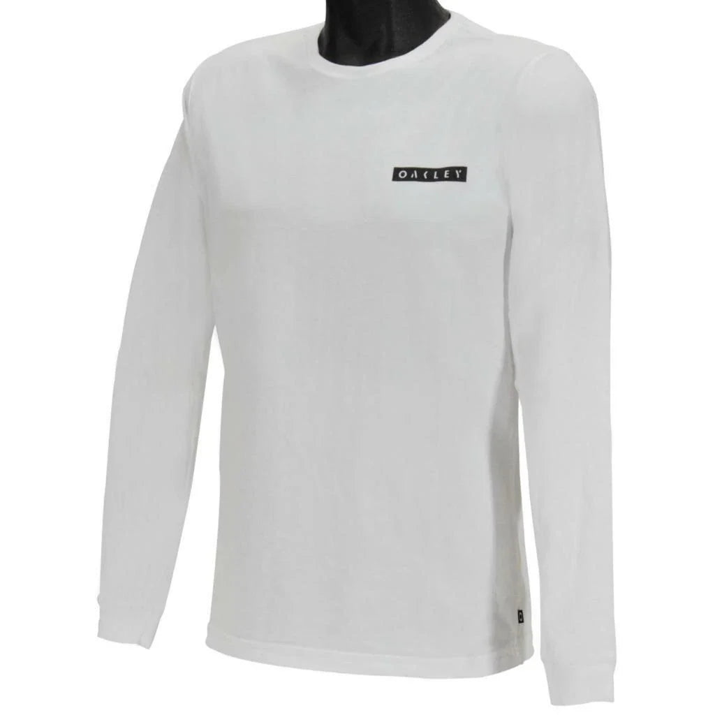 Oakley Harry Long Sleeve Tee Mens Size M Medium White Cotton Logo T-Shirt