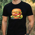 Mens Watercolour Cheeseburger Motif Cotton T-Shirt Size XS to 5XL