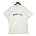 Balenciaga T-shirt Short Sleeve Signature Logo Print Unisex Simple S Size White