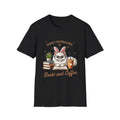 Easily Distracted by Books and Coffee Tee, Cat Lover Shirt, Bookworm Gift, Funny