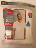 NWT Hanes 6 In Package V Neck Shirts T Tee Ultimate Men White Medium 100% Cotton