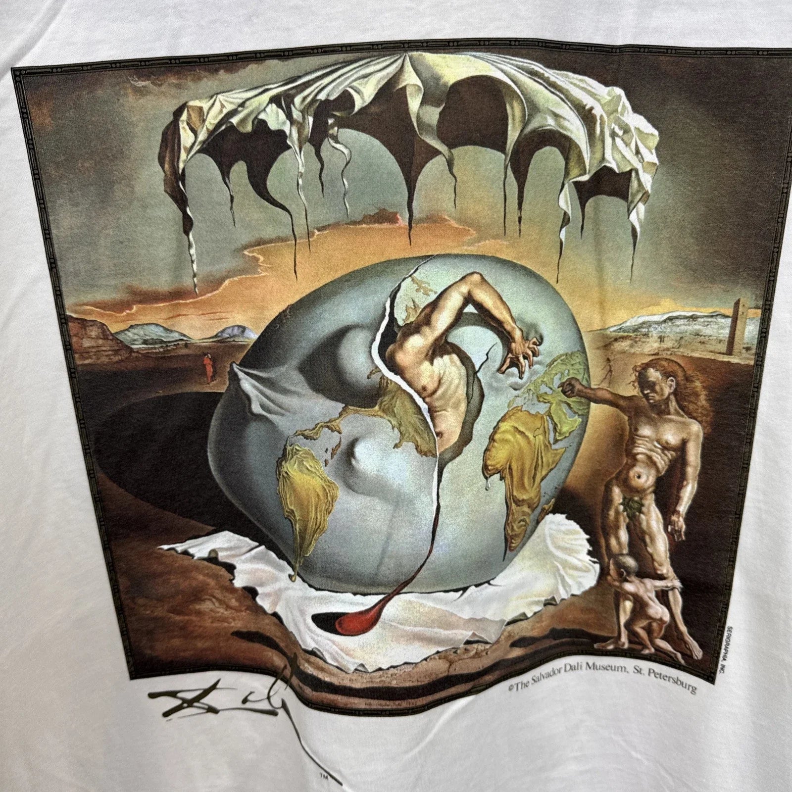 Vintage Salvador Dali Art T Shirt Men’s XL 80s 90s Surreal Geopoliticus Warhol