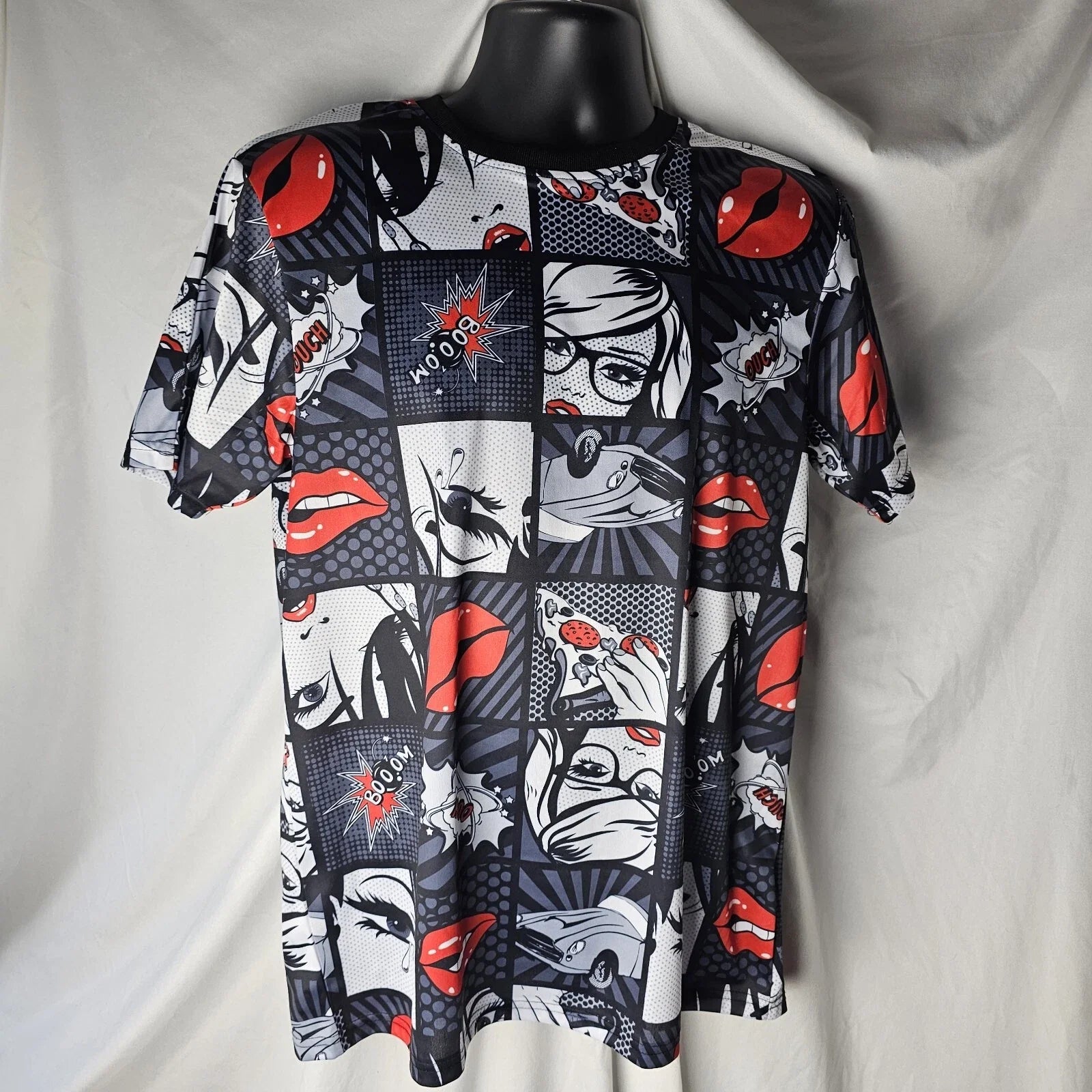 Oh Snap! Drill Clothing Co Comic Pop Art T-Shirt PIZZA BOOM BANG Medium