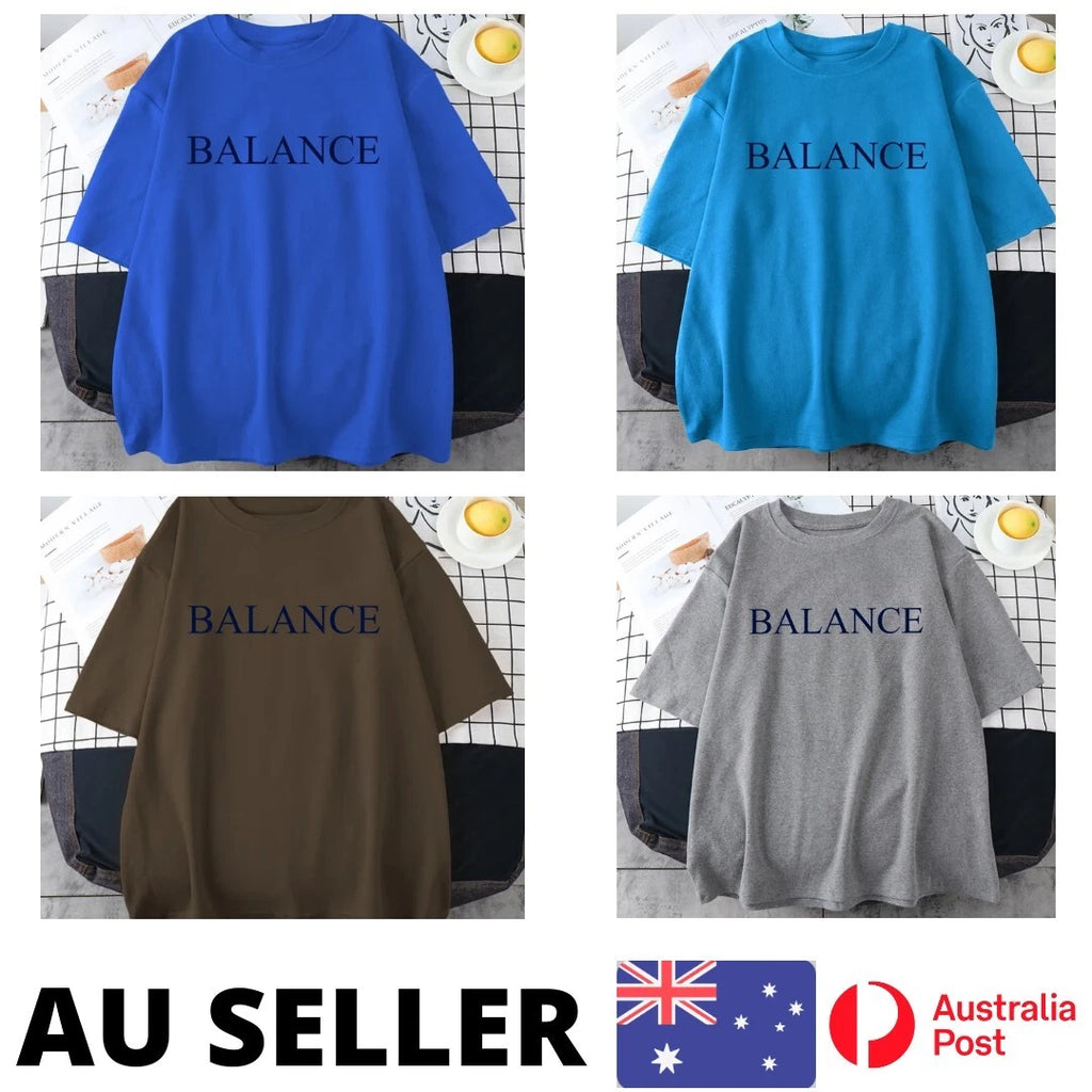 Balance Creativity Shirt Letter Printed Male Tee Clothing - AU Stock