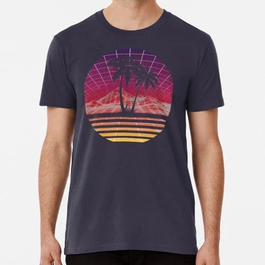 Modern Retro 80s Outrun Sunset Palm Tree Silhouette Original S-5XL USA T-Shirt