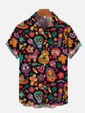 Mens Button Down Shirts Mexican Style Printed Hawaiian Tops Novelty Ugly Gifts