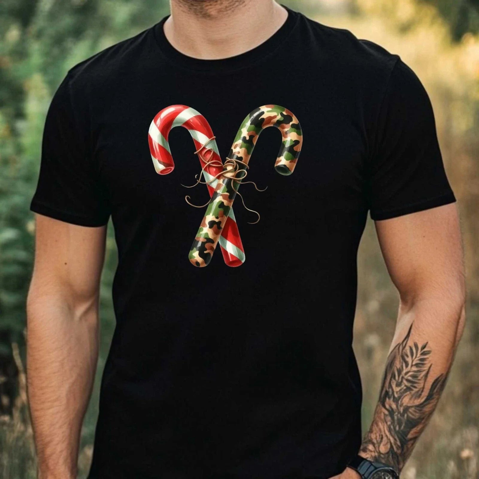 Mens Merry Christmas Camouflage Motif Cotton T-Shirt Size XS to 5XL