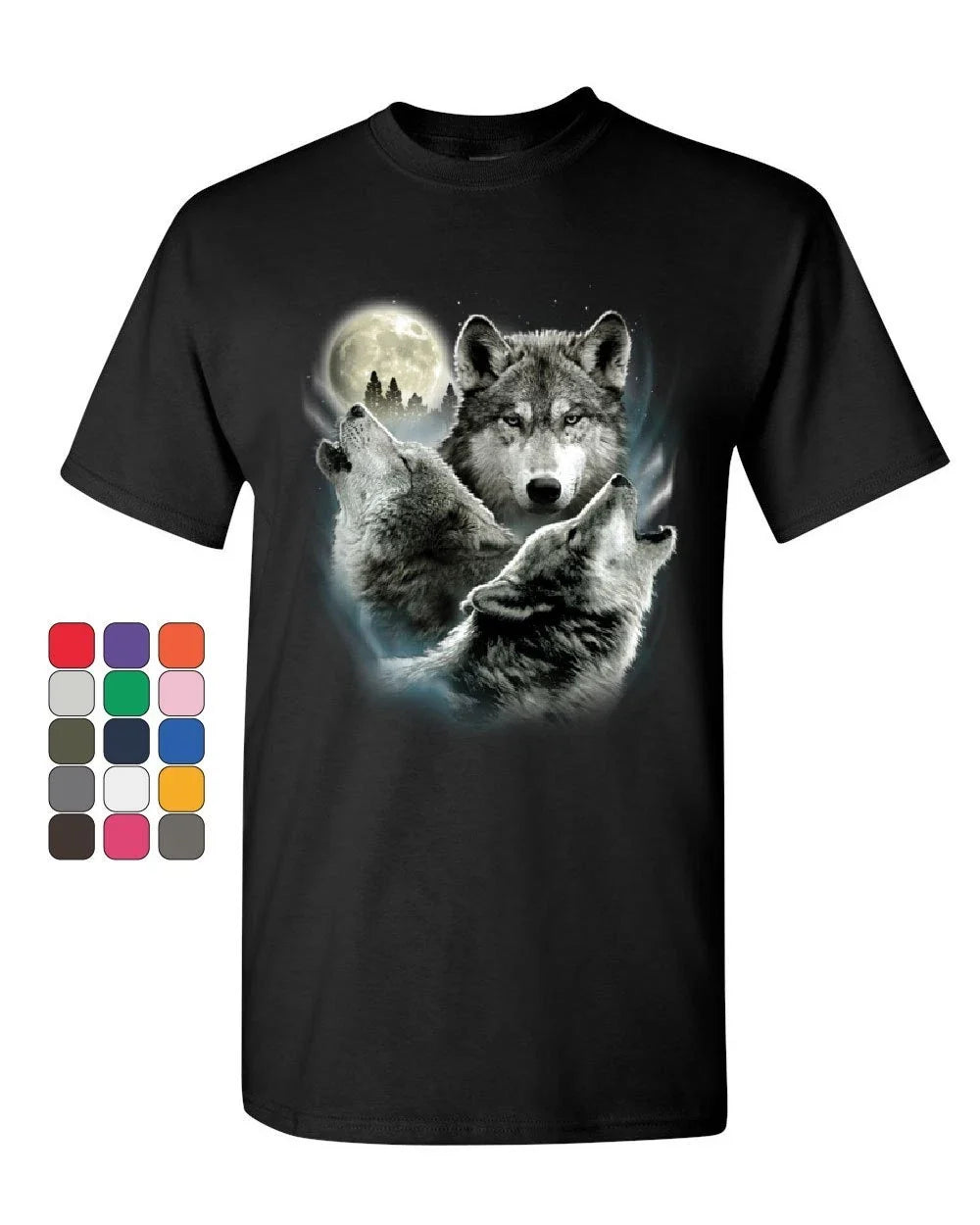 Howling Wolf Pack T-Shirt Wild Wilderness Animals Nature Moon Mens Tee Shirt