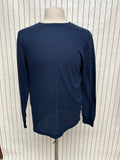 Perry Ellis Tee Shirt Mens Navy Thermal Fitted Long Sleeve Crew Neck Size L