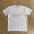 drama call white t shirt faded pink logo y2k minimalist streetwear size L