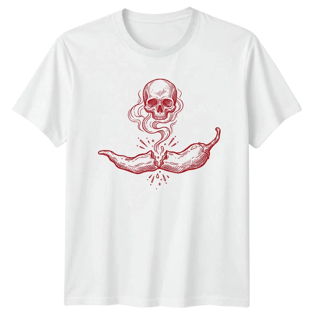 Skull Chili Pepper T-Shirt Hot Peppers Cooking Gift For Him And Her