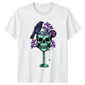 Vintage Skull Raven Mushrooms T-Shirt Gothic Dark Fantasy Birthday Gift