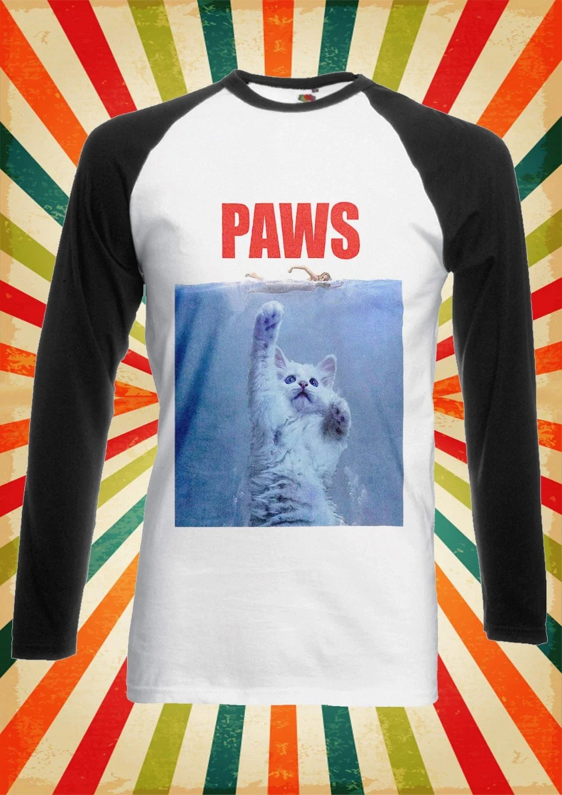 Paws Cat Kitten Meow Parody Men Women Long Short Sleeve Baseball T Shirt 466