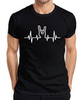 Heartbeat ECG Rock Hand Sign Metal Concert Musician Heavy Metal Men's T-Shirt