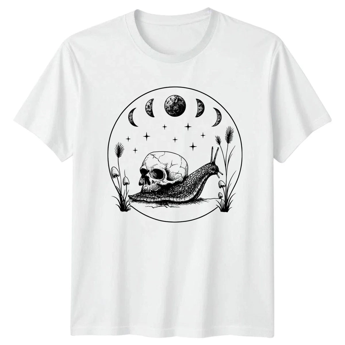 Skull Snail Moon Phases T-Shirt Celestial Gothic Birthday Gift For Him And Her