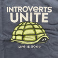 Life Is Good Shirt Introverts Unite Mens L Graphic Crusher Tee Navy Blue