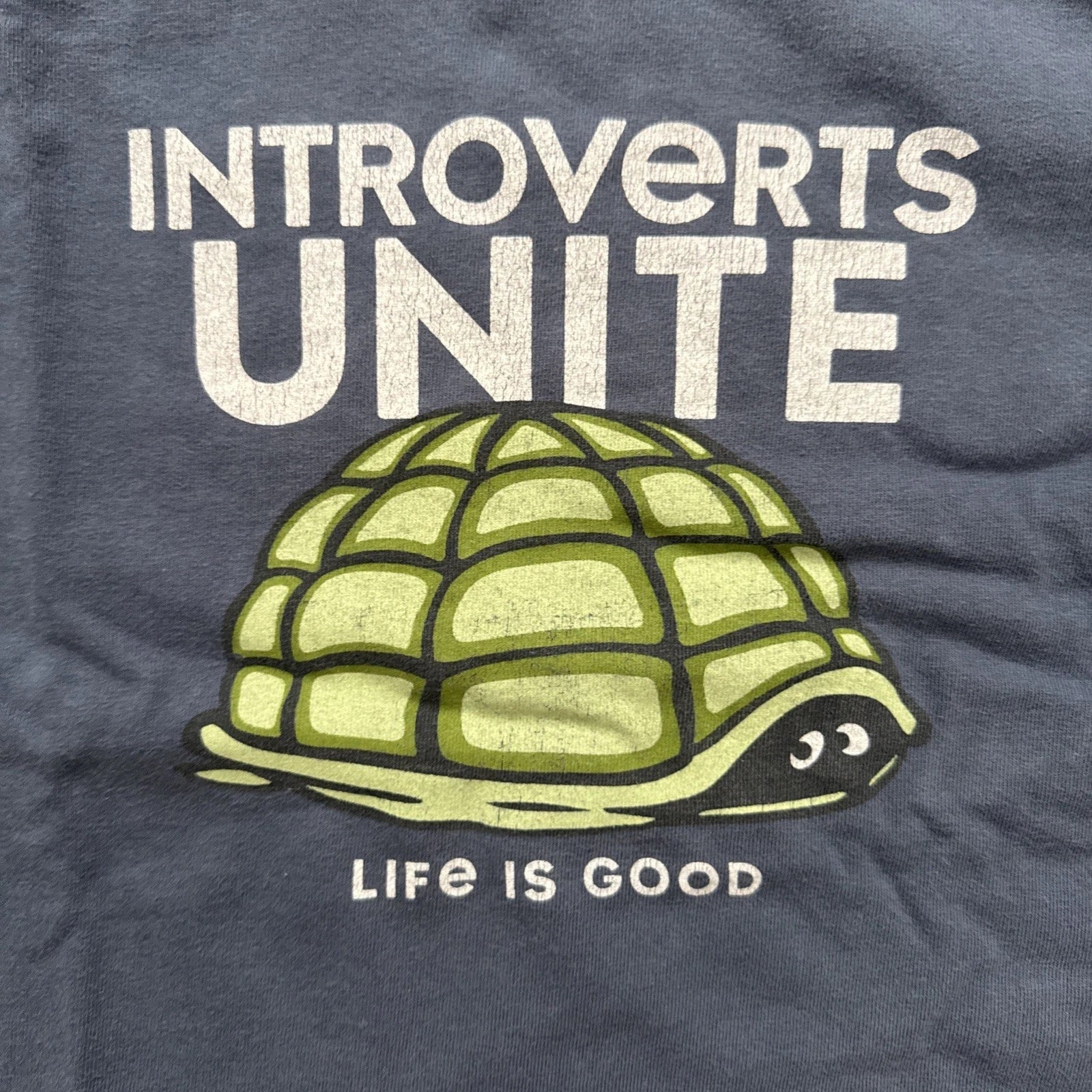 Life Is Good Shirt Introverts Unite Mens L Graphic Crusher Tee Navy Blue