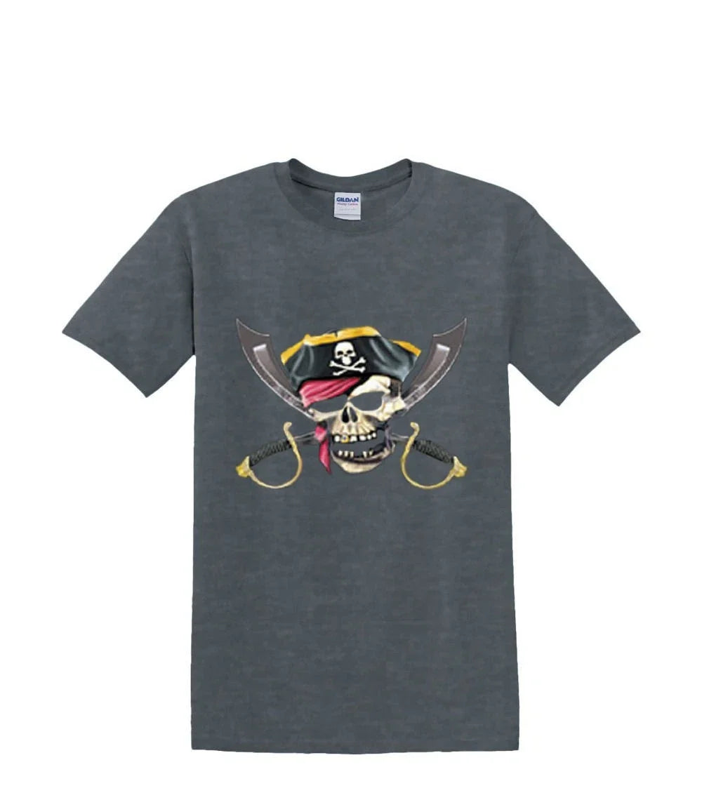T-Shirt S to 2xl 3xl - PIRATE SKULL SWORDS fun humor adult
