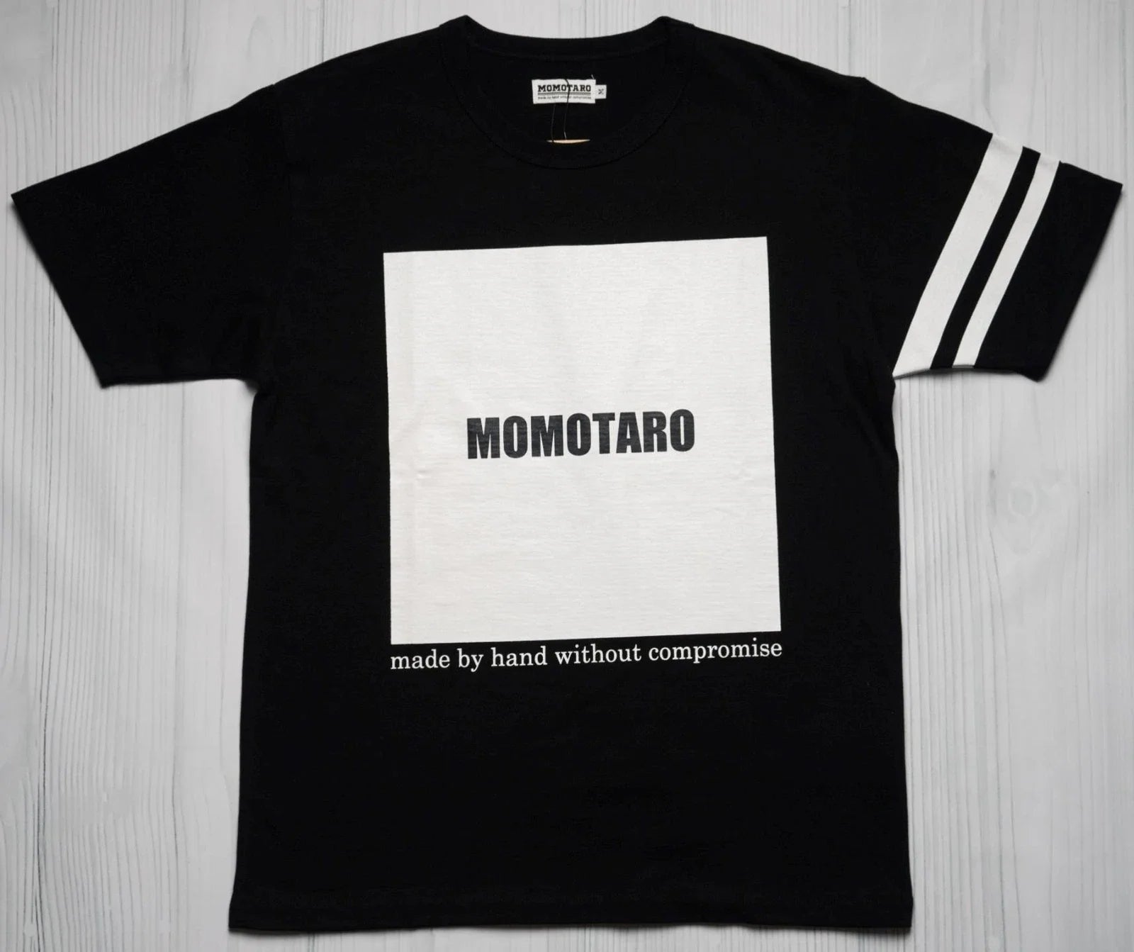 Momotaro $90 NWT Momotaro Black White Cotton Box Logo T-Shirt 07-135 L