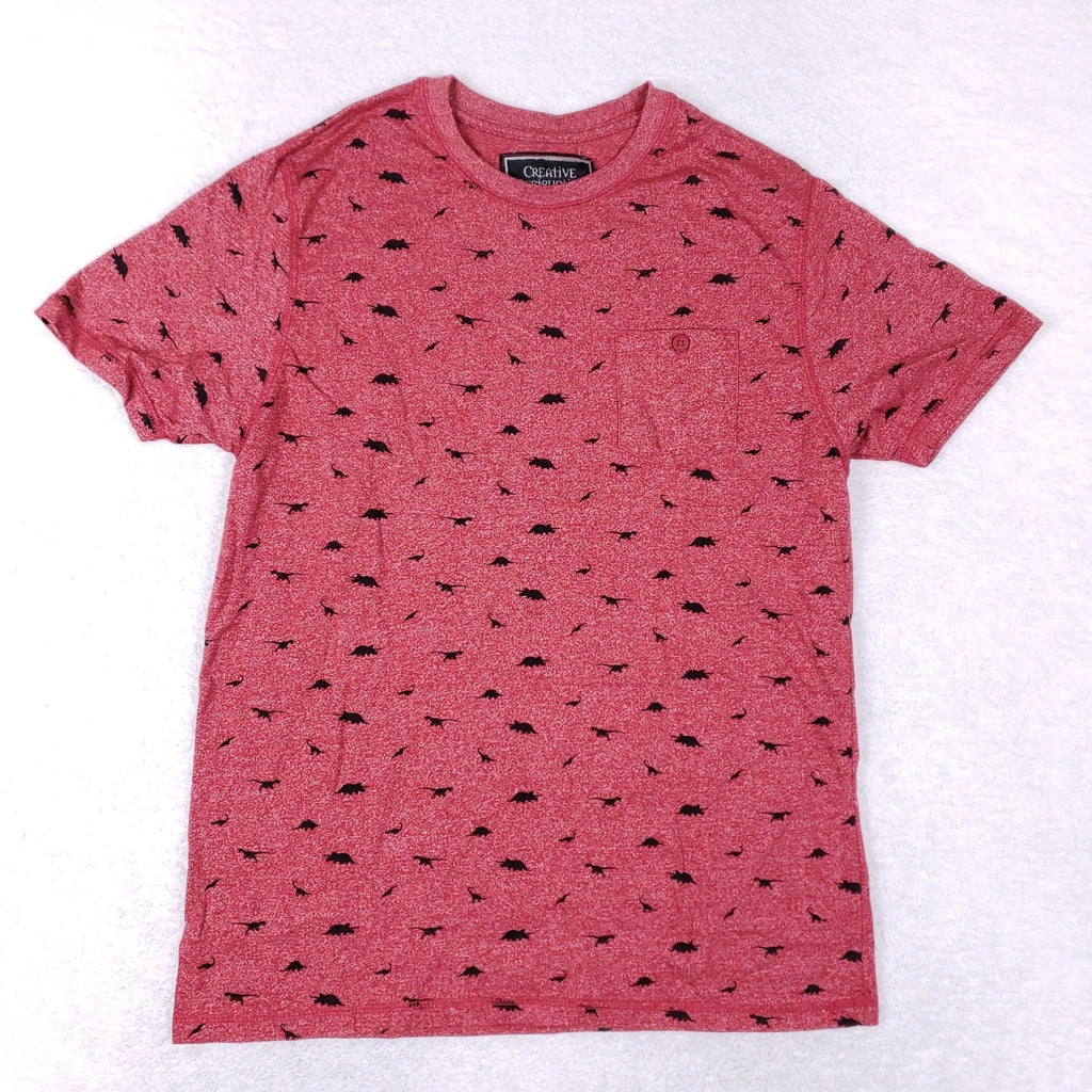 Creative Destruction Pocket T Shirt XL Red Dinosaur All Over Print Modern AOP