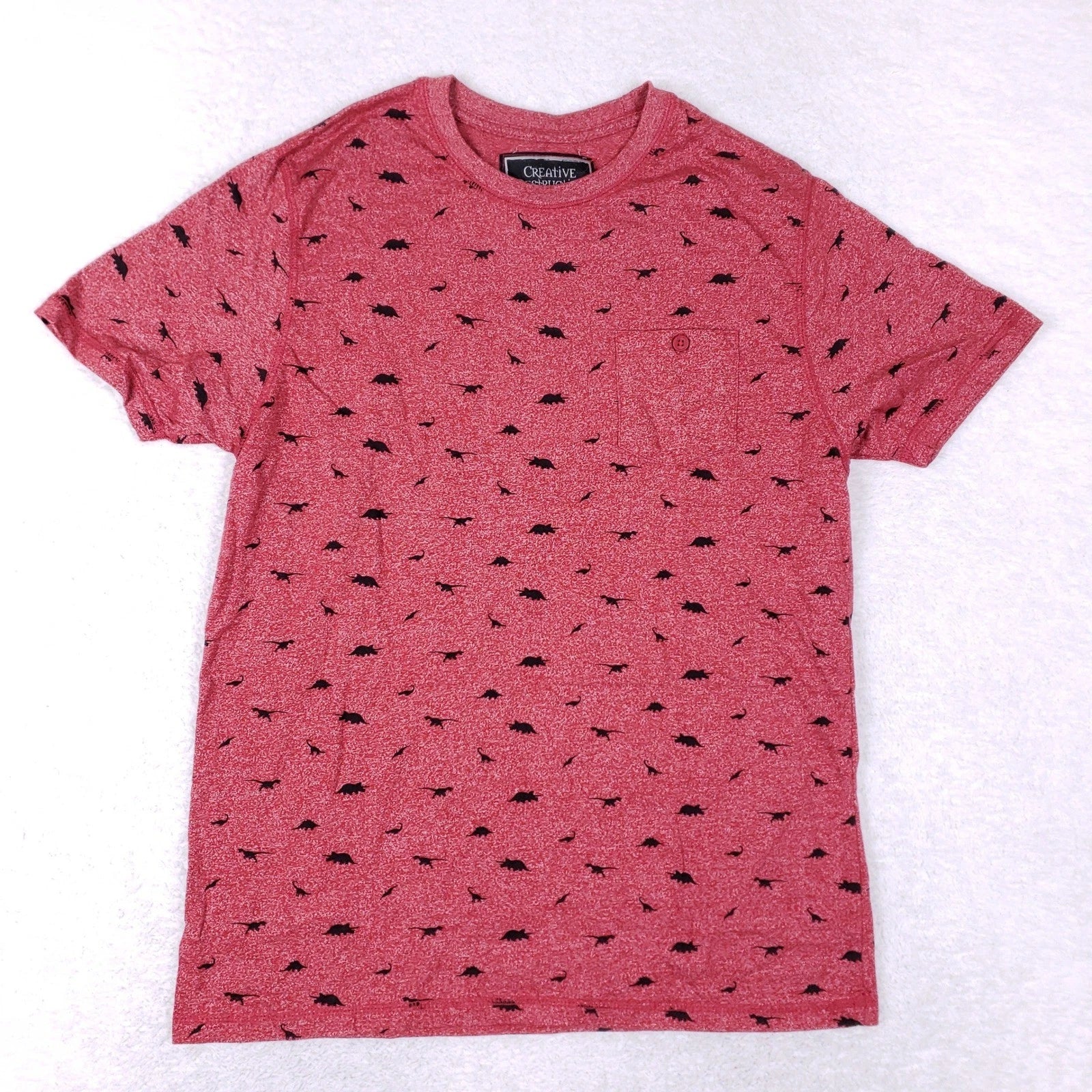 Creative Destruction Pocket T Shirt XL Red Dinosaur All Over Print Modern AOP