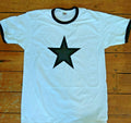 Star T-Shirt - White With Black Trim Ringer, 70's, Retro, Punk, Indie, S-XXL