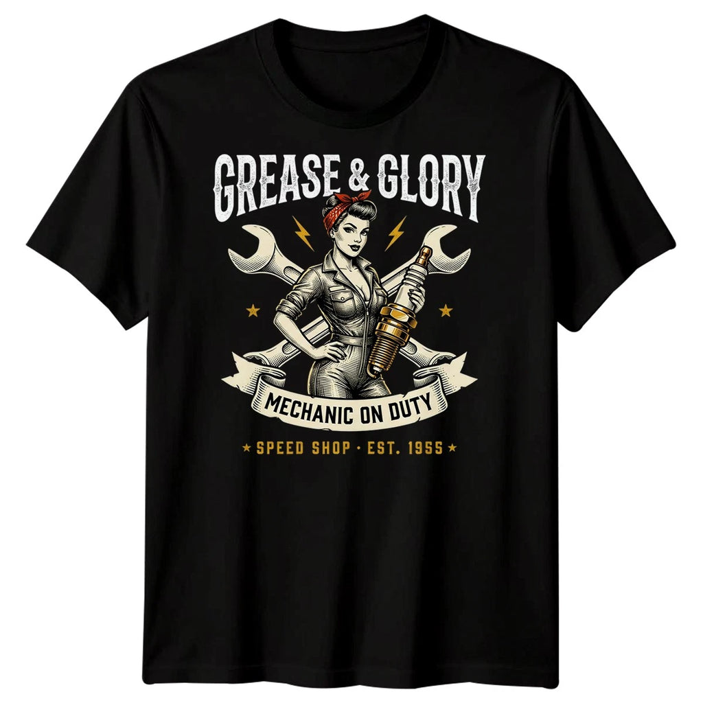 Mechanic Mens T Shirt Dangerous Curves Spark Plug Biker Motorbike Car Hot Rod