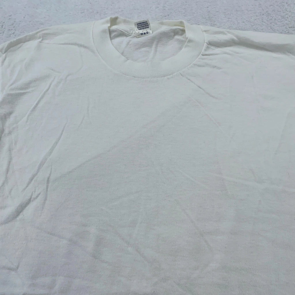 Vintage Blank White Jockey T-Shirt Mens M USA 100% Cotton Classic Crew Tee 90s